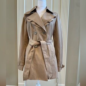Express Tan Trench Coat with Notched Lapels
